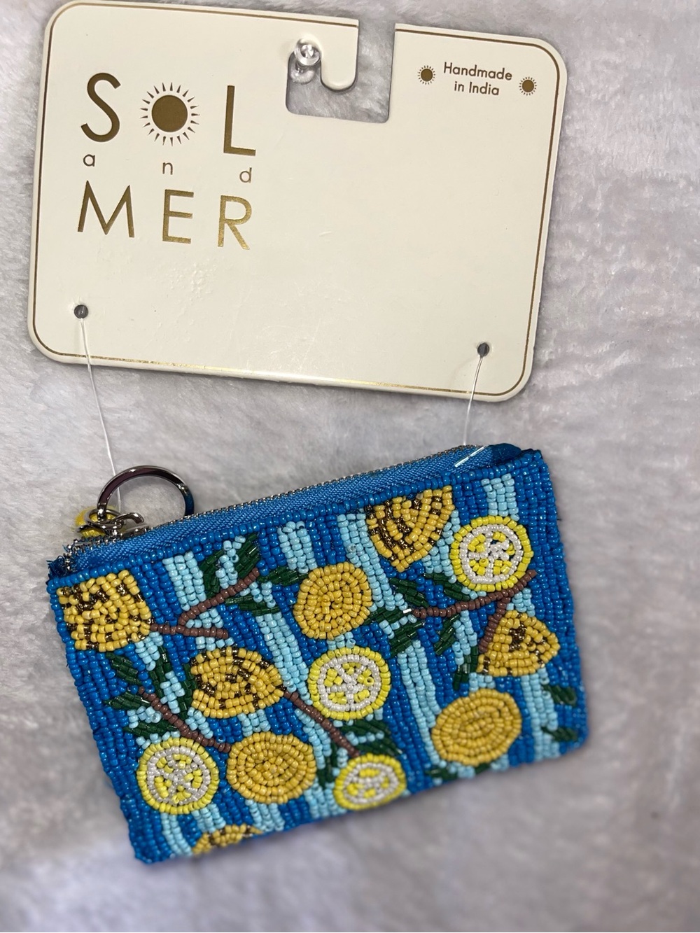 Blue Beaded Lemon Coin Pouch Beaded in India